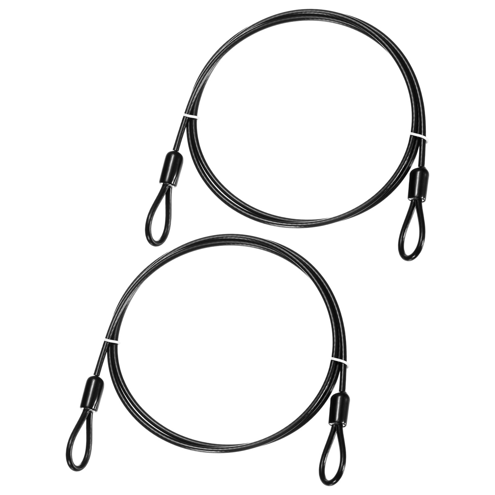 TIXIPEM Security Cable with Loops [2Pcs] - 3.28ft / 129.1 Inch Stainless Steel Luggage Lock Safety Cable Use for Bikes & Luggage & Toolbox, & Tent - [Black] Wire Rope Lanyard