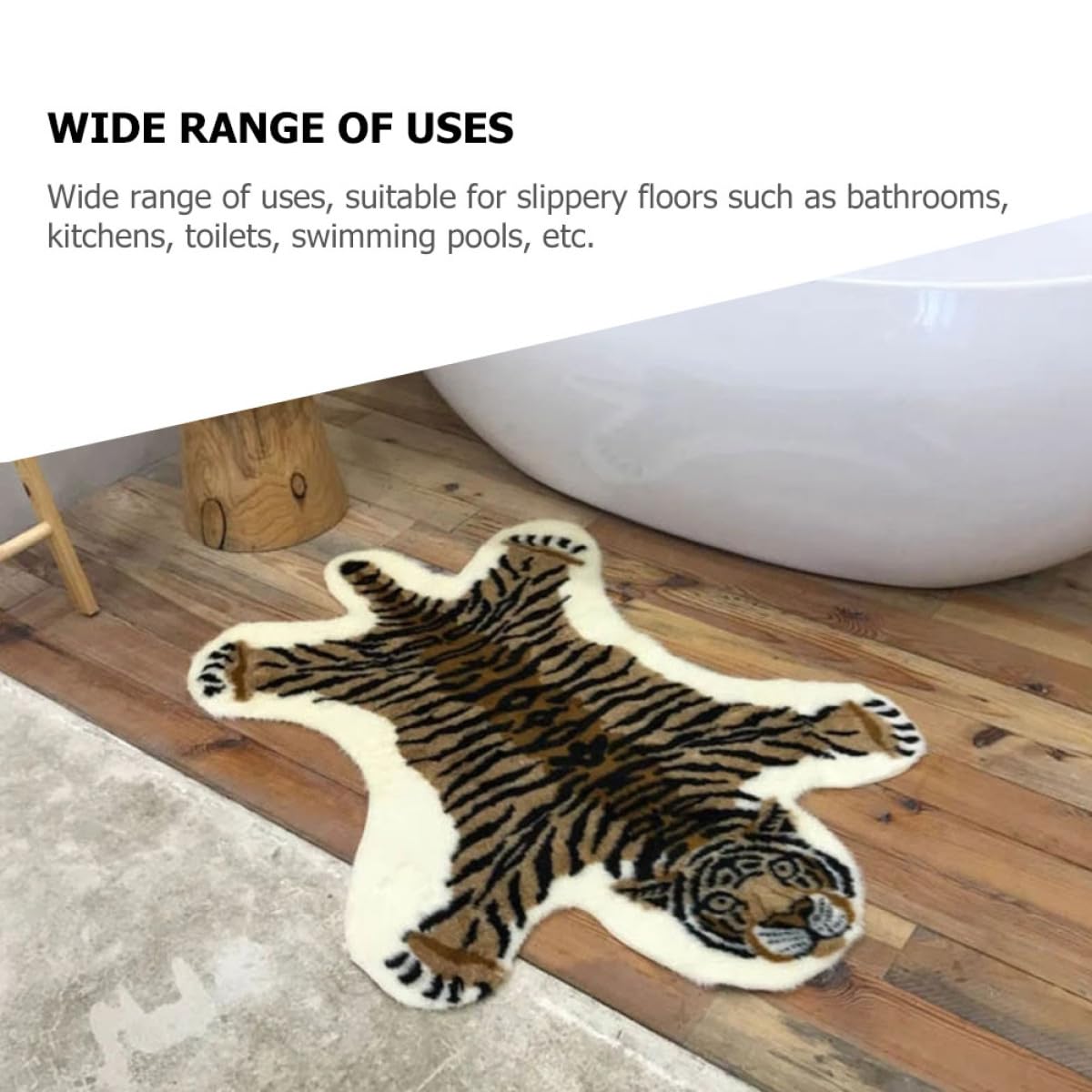 Zerbino Decorativo Motivo Tigre in Fibre Acriliche, Leggero e Antiscivolo, per Ingresso e Bagno, Tappetino per Pavimenti Domestici Resistente e Funzionale