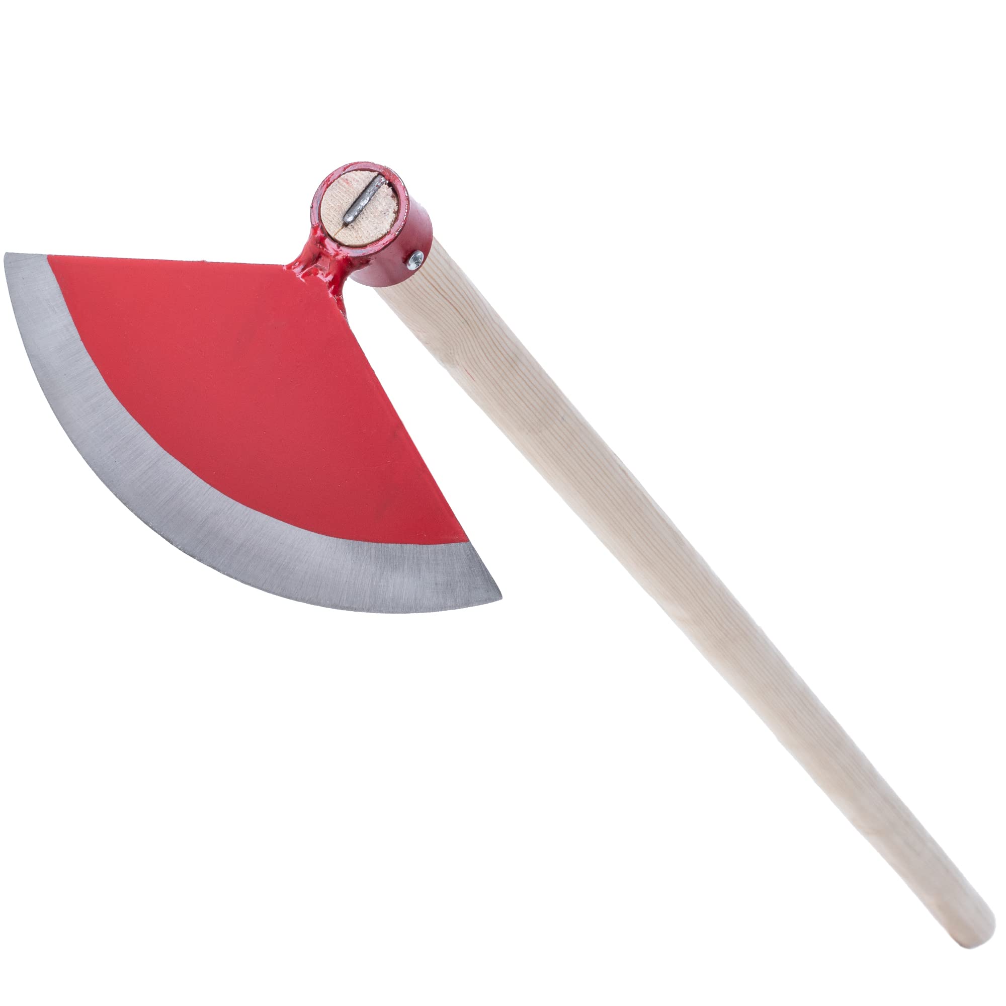 KADAX Azada con cabeza de metal, azada de jardín con mango de madera, azada para eliminar malas hierbas, accesorio de jardín para deshierbar (semicircular, ancho: 23 cm, rojo)