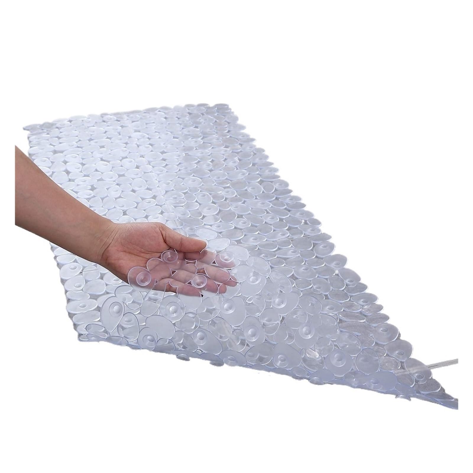 Shower Mat Non-Slip Bath Tub Shower Mats Pebble Shape Machine Washable Bathtub Mat With Drain Holes Suction Cups For Bathroom(Transparent,88x40cm)