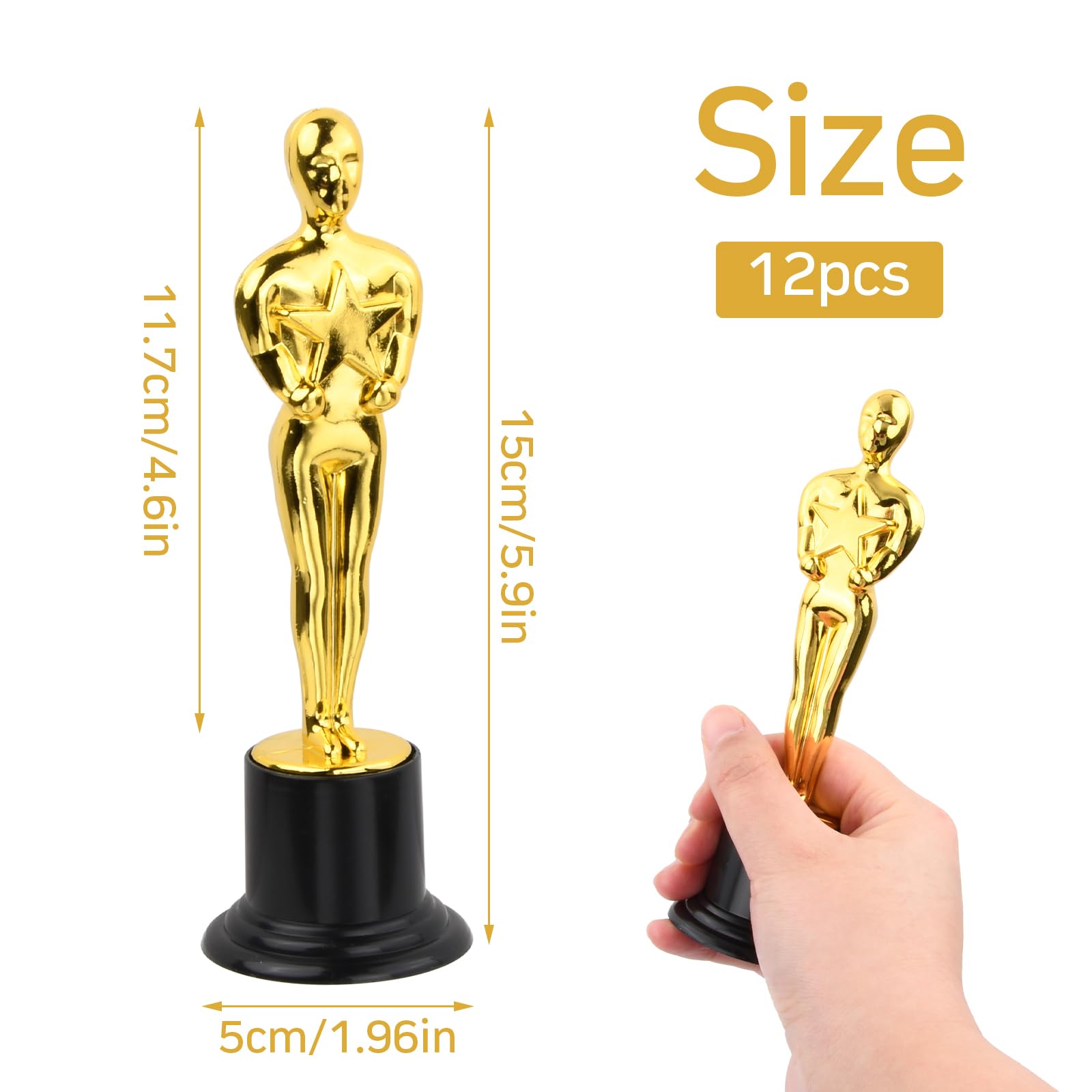 Mapille Mini Trofeos, 12 Piezas 15,2 cm, Trofeo de Plástico Oro con Figura de Estrella, Premio Escuela Actividades Deportivas Teatro Danza Graduación - 2
