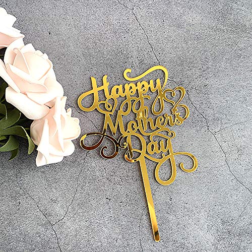 6 Pcs Happy Mother's Day Cake Topper Cake Topper Acrylic Mirror Cake Topper Decorative Party Cake Decoration For Mother's Day(Gold) #TOP2