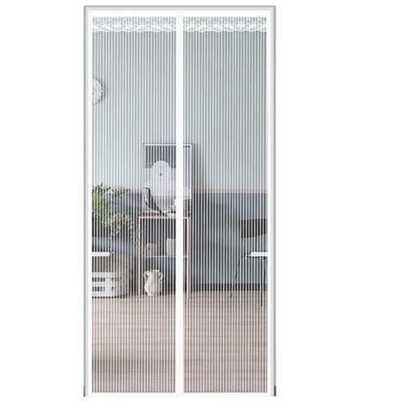Custom Magnetic Door Mesh, Anti-Mosquito Screen Door with Magnets, Easy Use Balcony Door Screen Net for Dogs Cats, Personalized Size (120x220cm,White)