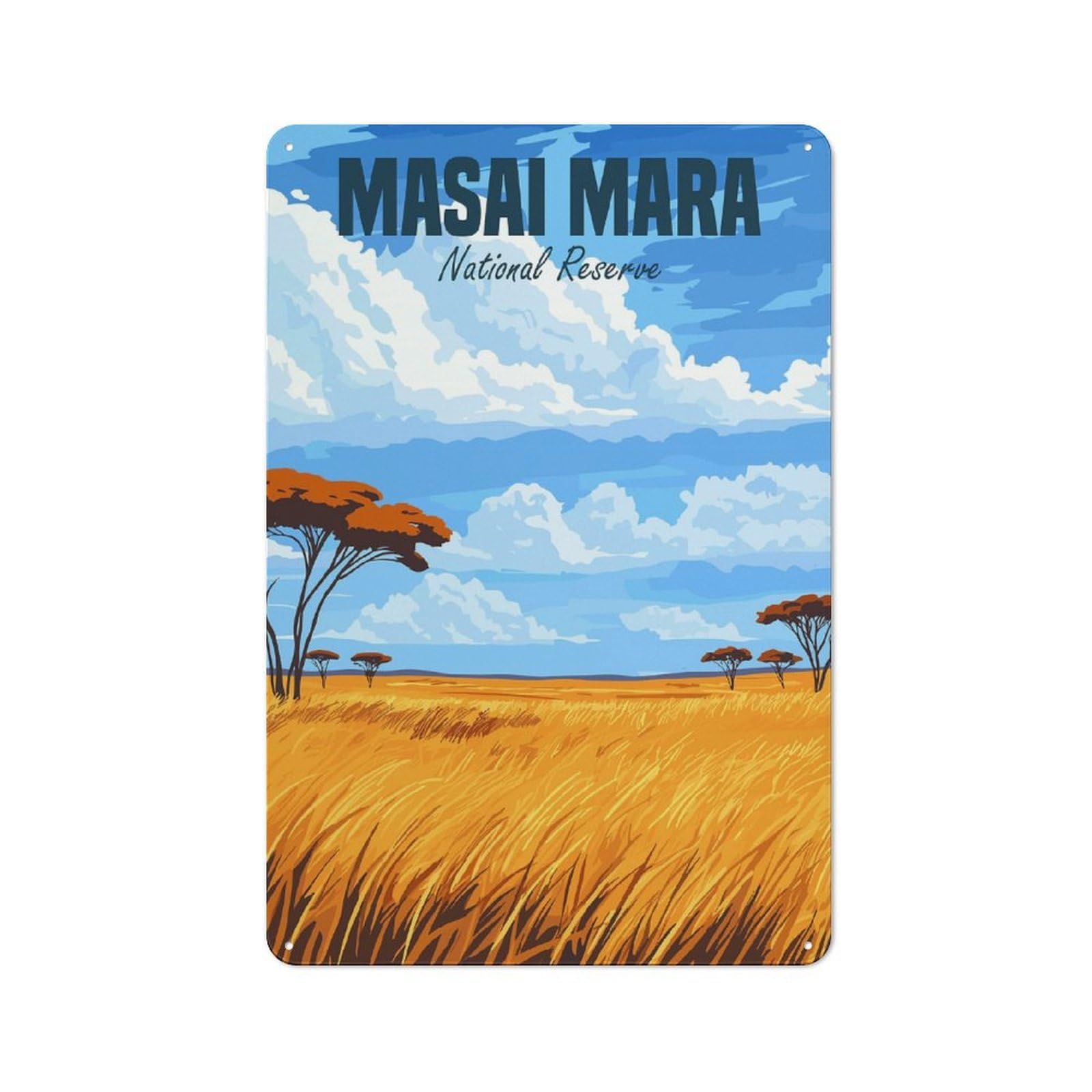 Junmoney Style-18 Garage Style Masai Mara National Reserve Retro Metal Sign 30X20cm, Workshop Wall Decor For Workshop, Basement, Shed Or Games Room