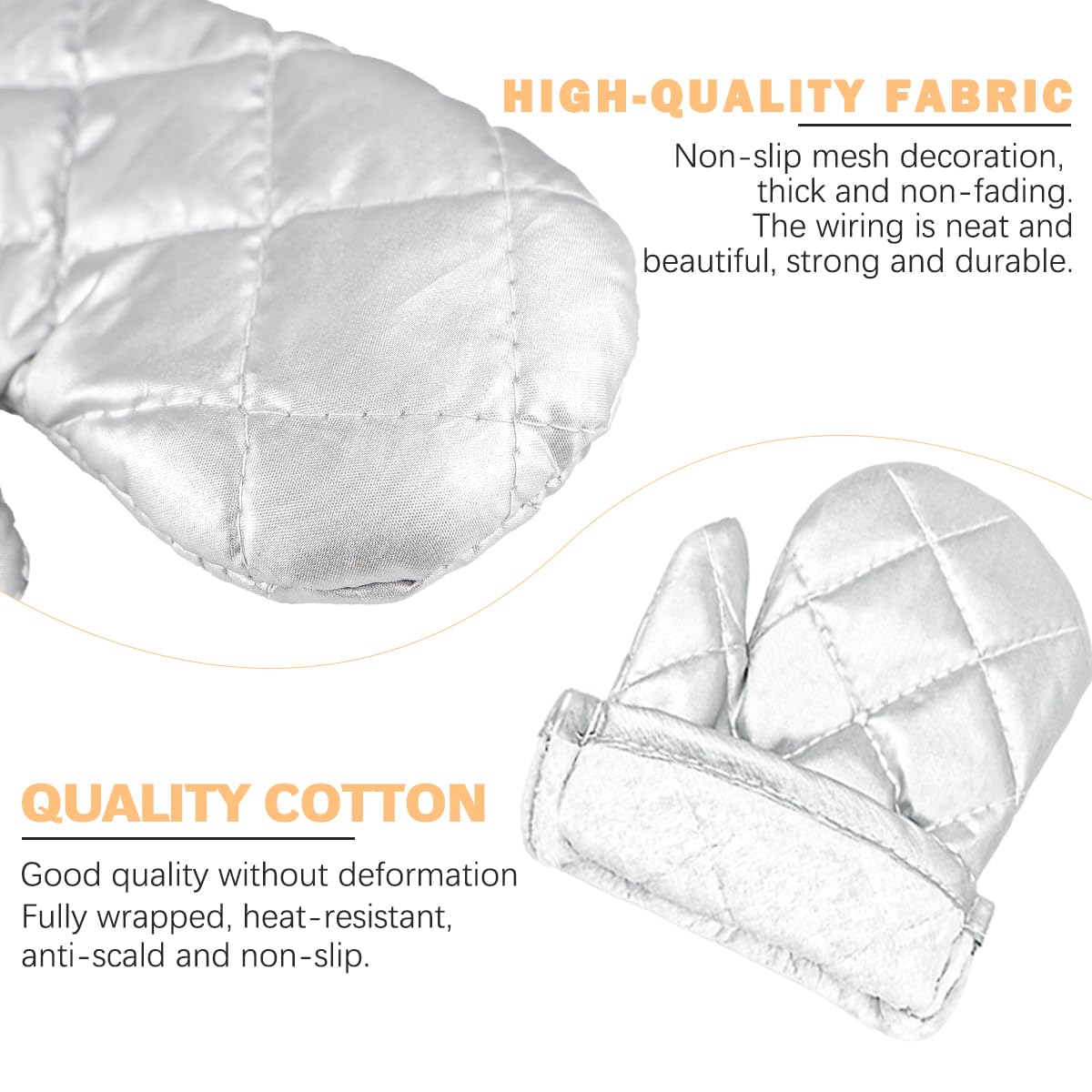 Guantes de cocina de algodón para niños, de tamaño pequeño, para microondas, guantes de cocina resistentes al calor, 1 par, plateado (7 x 4 pulgadas) 3