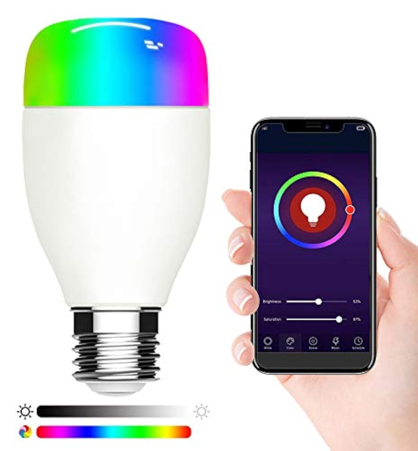Sunfuny Ramadan Home Decoration Smart WiFi LED Light Bulb, E27 7W RGB+W Daylight Night Light,Dimmable Bulb Compatible with Alexa Google Assistant IFTTT, Music Sync, No Hub Required, Eid Gift