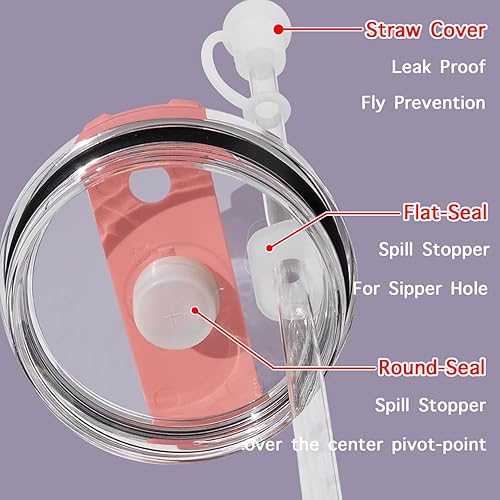 Miniatura 6 de Tapón a prueba de derrames y tapa de popote para vaso Stanley Cup de 40 y 30 onzas, H 2.0 1.0, accesorios de silicona sin BPA, sin BPA, sello de