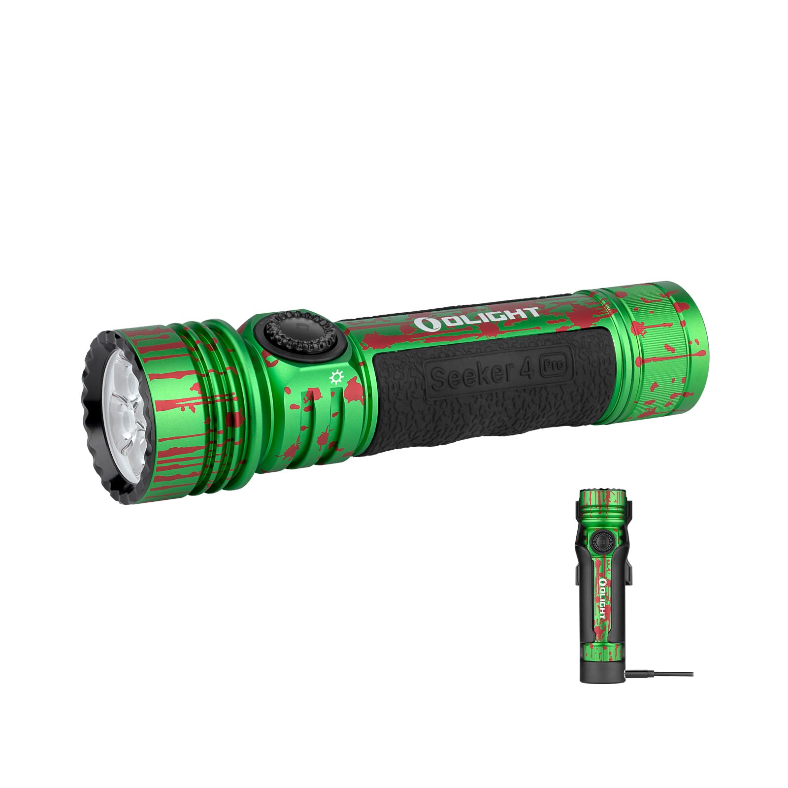 OLIGHT Seeker 4 Pro LED 4600LM 260M Recargable Funda de USB-C o Carga Magnética con Sensor Alta Potencia IPX8 Potente Linterna Largo Alcance de Comping y Senderismo (Blanco Frío, Zombie Verde)