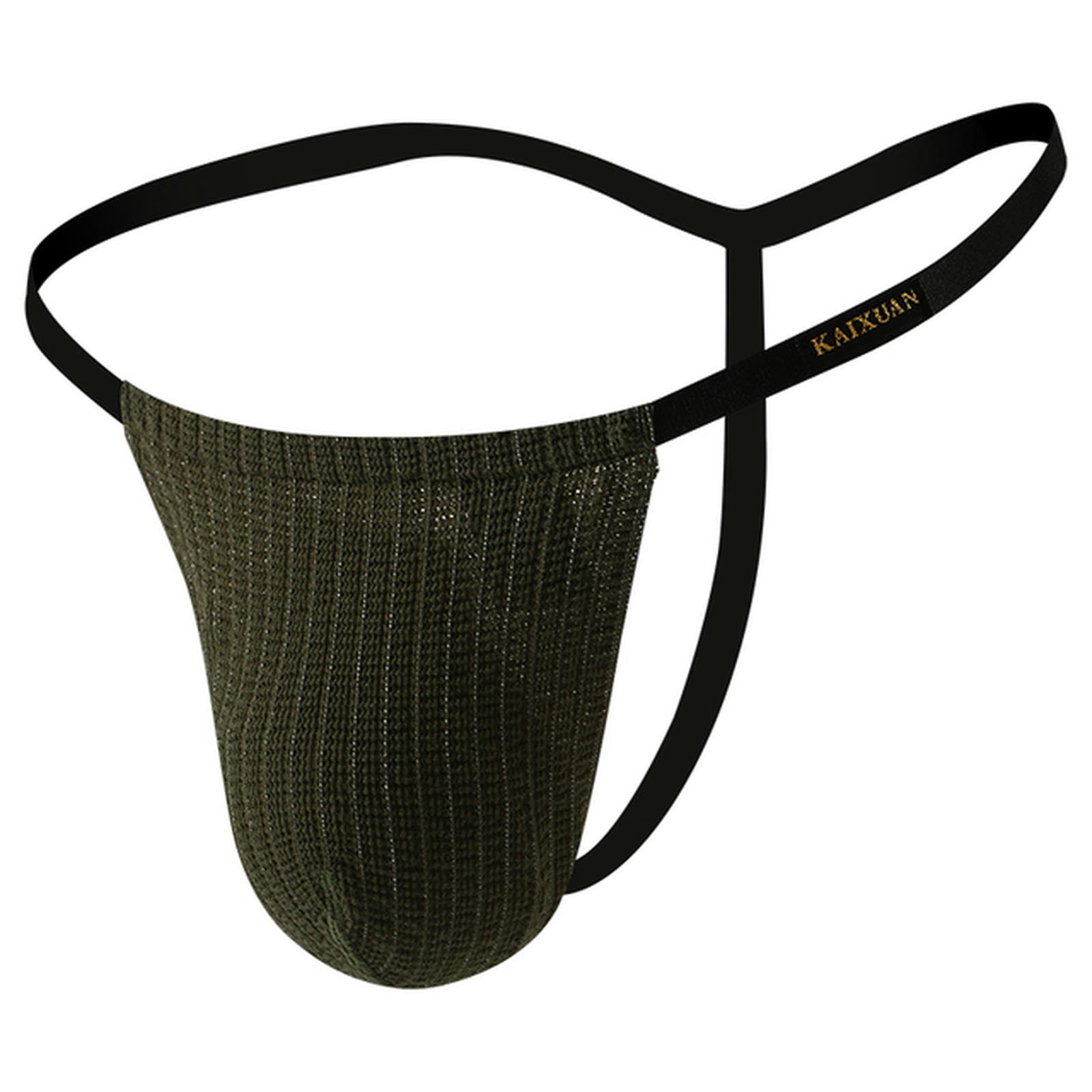 WSZJLN Men Thong and G String Sexy Panties Underwear Penis Pouch Lingerie T-back Low Rise Underpants Hombre-army green-L