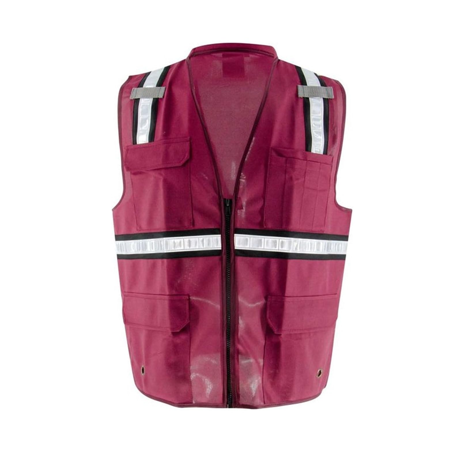 Chaleco de seguridad de alta visibilidad, Chaleco de seguridad punto alta visibilidad, reflectante, múltiples bolsillos y cremalleras, multicolor, S-4XL(Rot,L)
