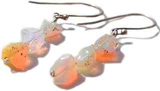 Natural Raw Fire Opal Earring in 925 Sterling Silver, Rough Gemstone Earring, Ethiopian Opal Rough, Stone Earring, Birthstone, Gift For Her