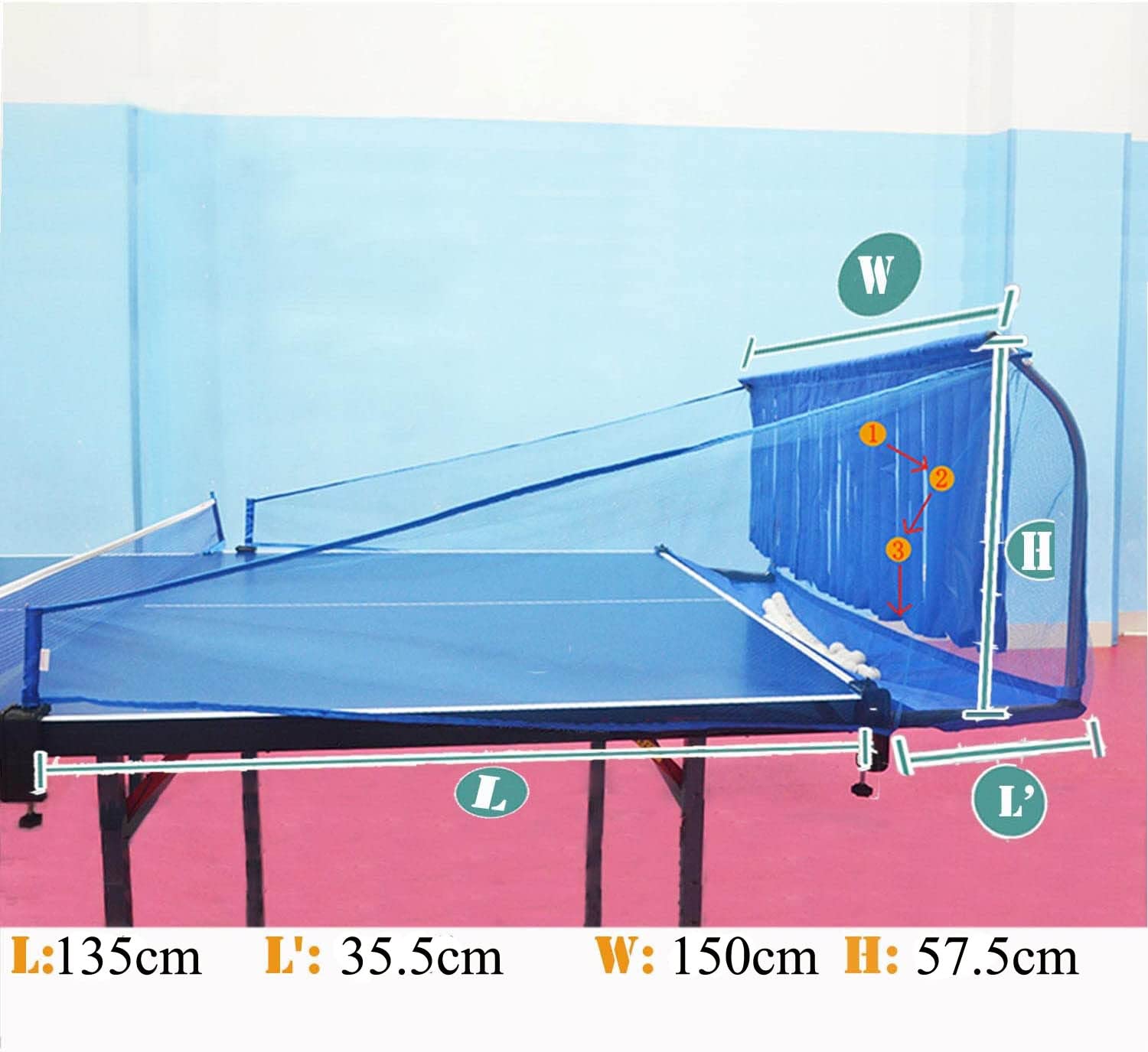 移動式卓球台ボール拾いネット、卓球ボールマシンリサイクルネット