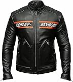 TJVZ Herren Lederjacke, 100 % echtes Rindsleder, Bikerjacke für Herren (US, Alpha, S, Regular, Regular, Schwarz), Schwarz, XL