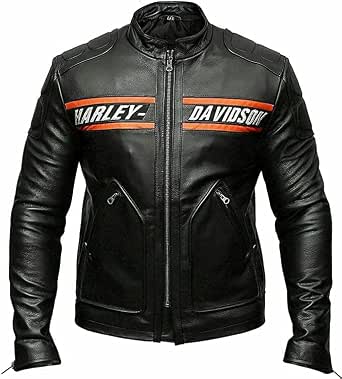 Men's Genuine Cowhide Leather Biker Jacket - Lightweight Fringe Coat (Medium)