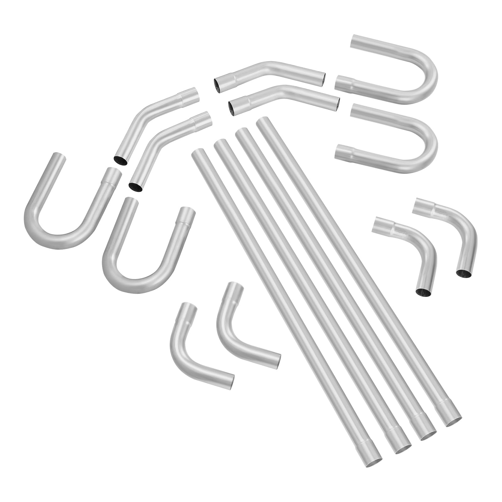 VEVOR Auspuff-Set 16-teilig DIY Universal Auspuff aus verzinktem Stahl 57,15 mm mit Steckverbindung & großem Auspuffrohr, rostfreies Auspuffrohr für Abgassystem, für Garage Autowerkstatt 4S-Laden