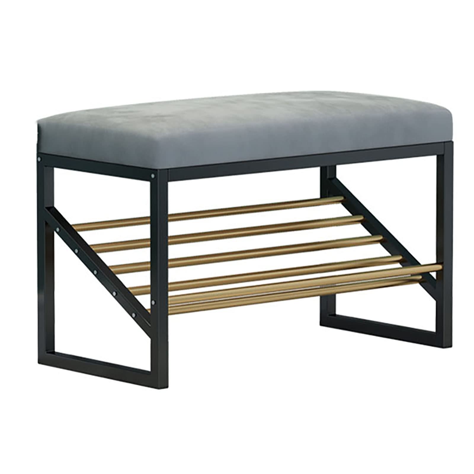 Meuble à chaussures avec banc en velours gris au rangement stable et robuste