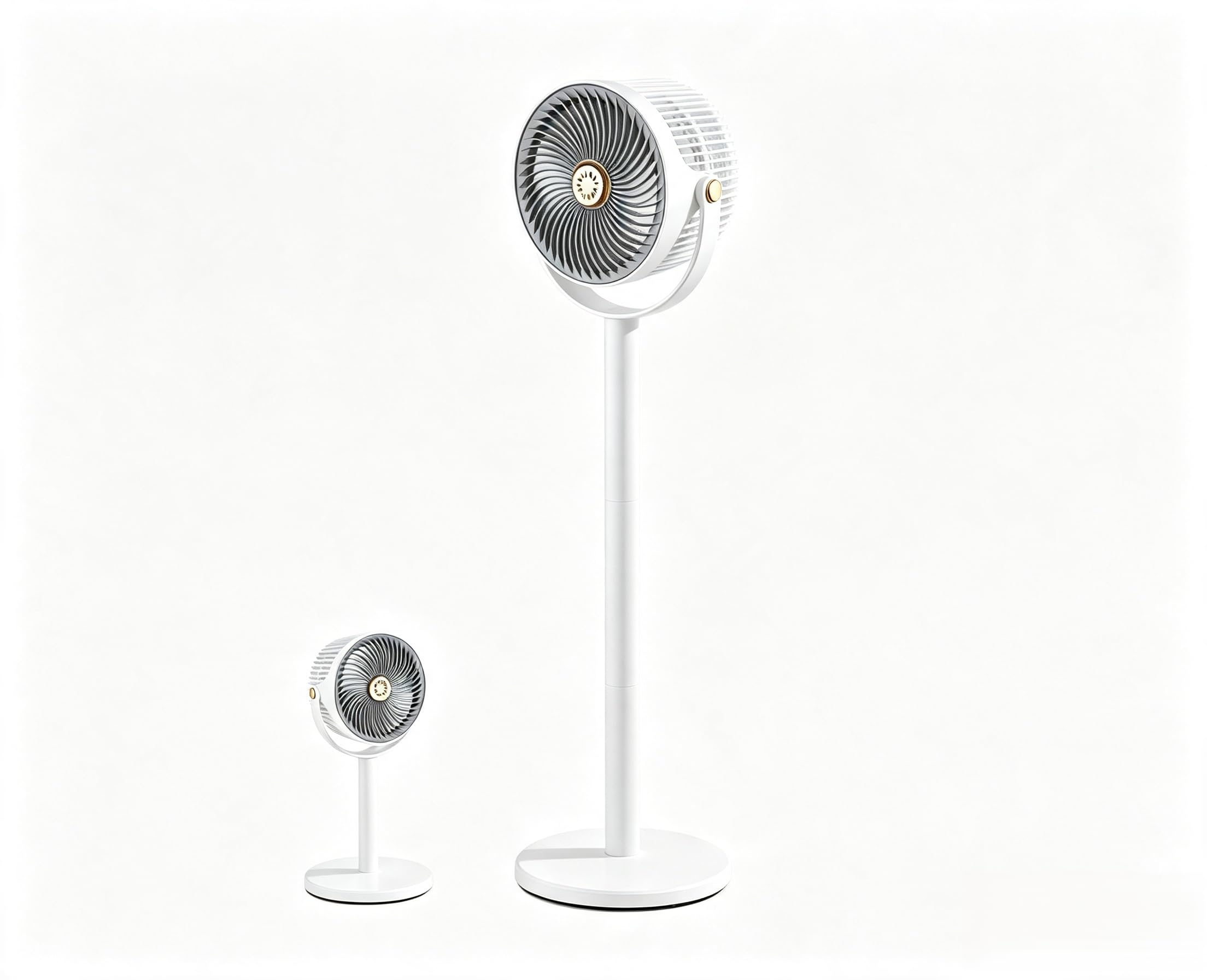 Gettimore Quiet Standing Fan with 360° Oscillation, 5 Speeds, 20dB Ultra-Low Noise Pedestal Fan Bedroom, Whole Room Air Circulator, Quiet Device Adjustable Height