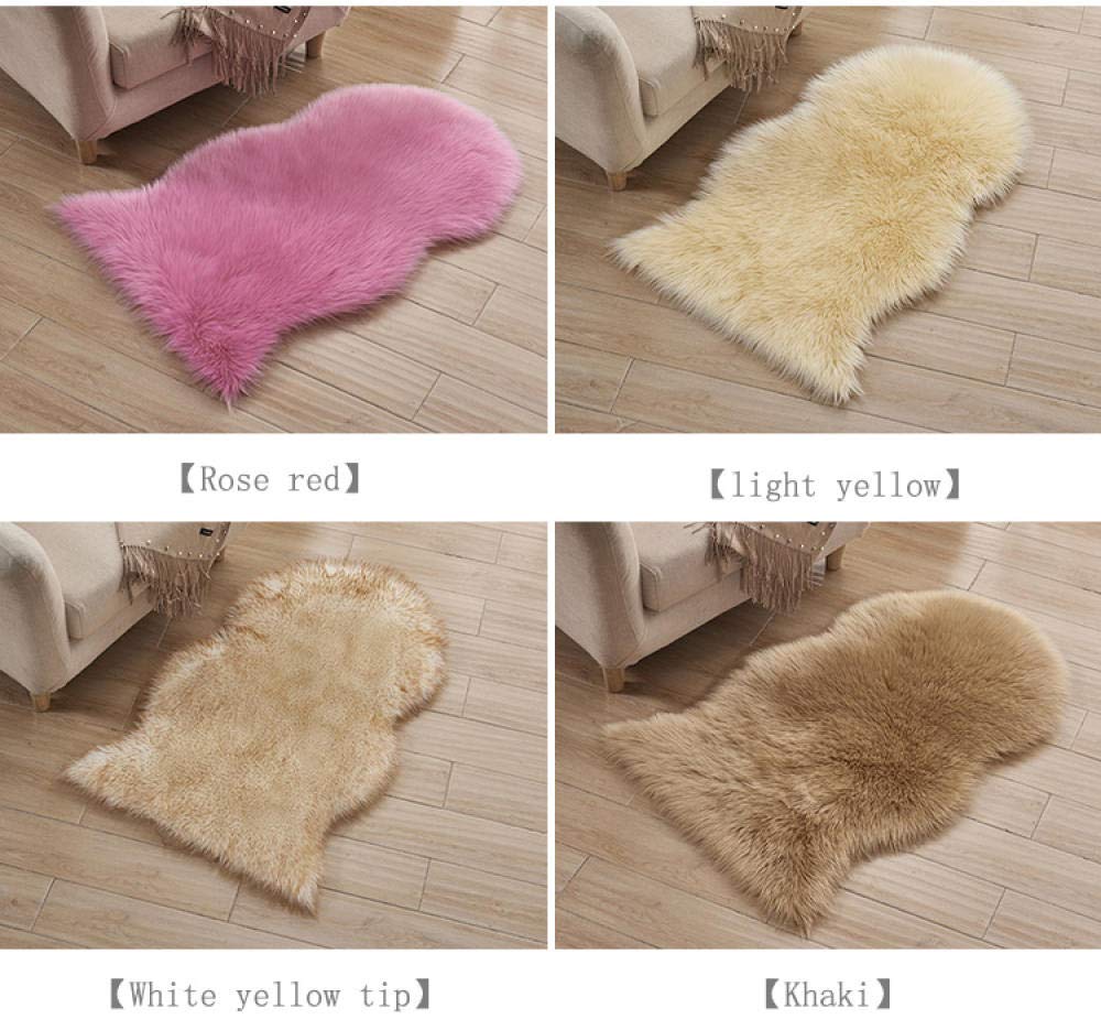 Spitzenqualität Lammfellimitat Teppich, Flauschig Weiche Nachahmung Wolle Teppich Longhair Fell Optik Gemütliches Schaffell Bettvorleger Sofa Matte Hellgelb 60 * 120cm