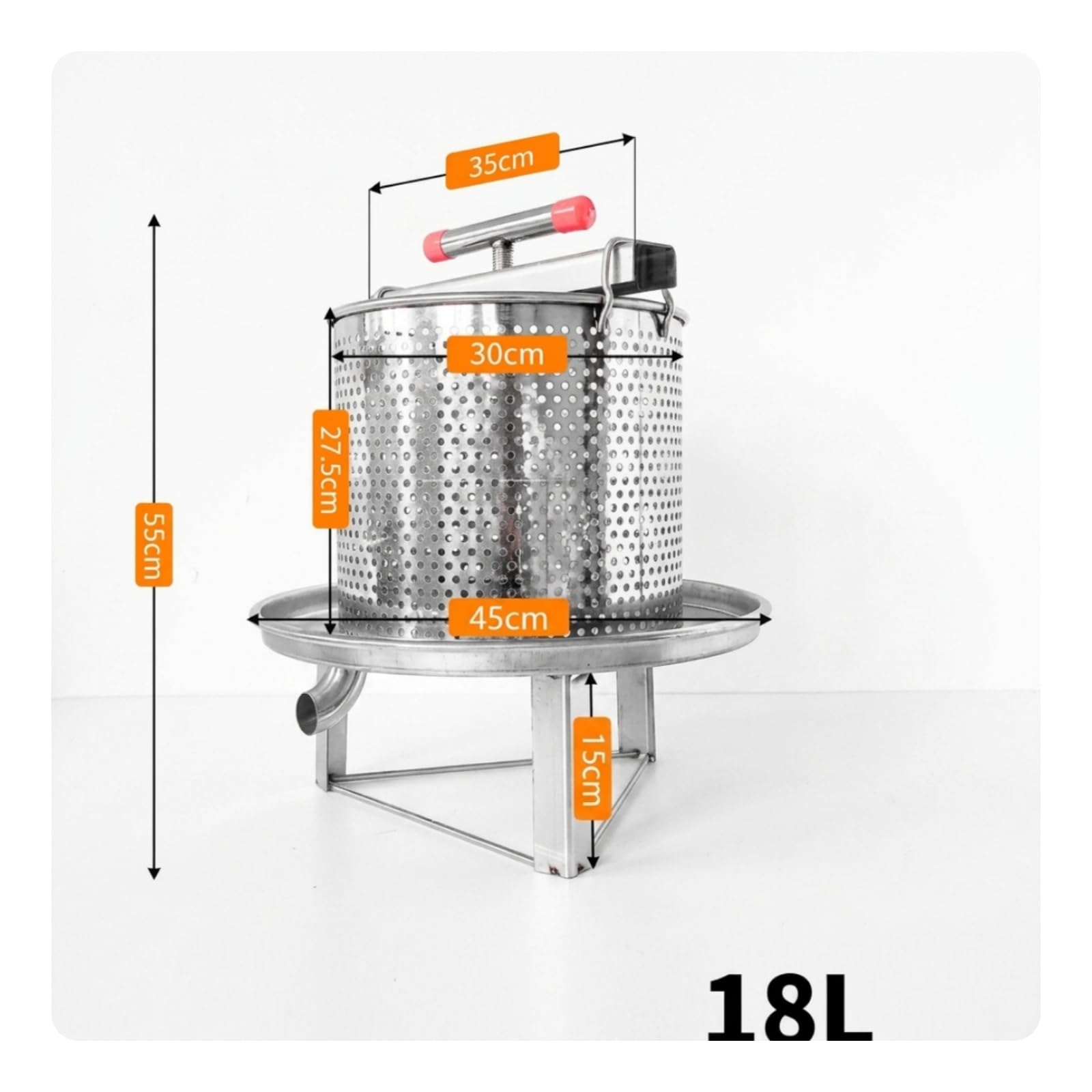 Smielatore Manuale Estrattore di Igienico Torchio per Laboratorio, 18 Litri