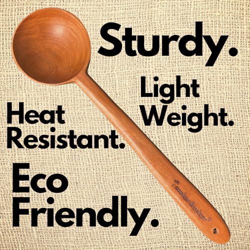 Image of Cooker&Mixer Neem Wooden Ladle for Cooking | Kitchen Tools | No Harmful Polish | Handmade | Cookware (Laddle)