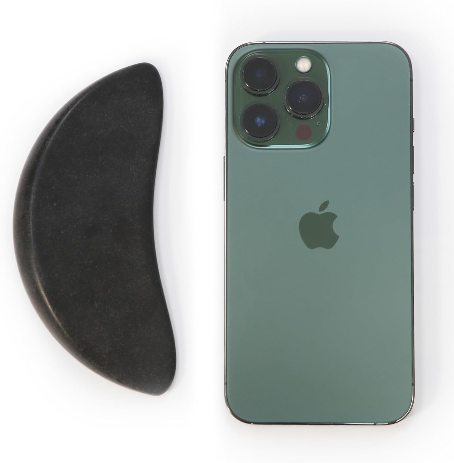 Master Massage 2-Piece Large Waning Moon Crescent Massage Stone Set - Arc Curved Deep Tissue Massager Hot Stones Pack – Gua-Sha Pressure Point Massage Tool - Black Basalt Rock Massage Tool Pack