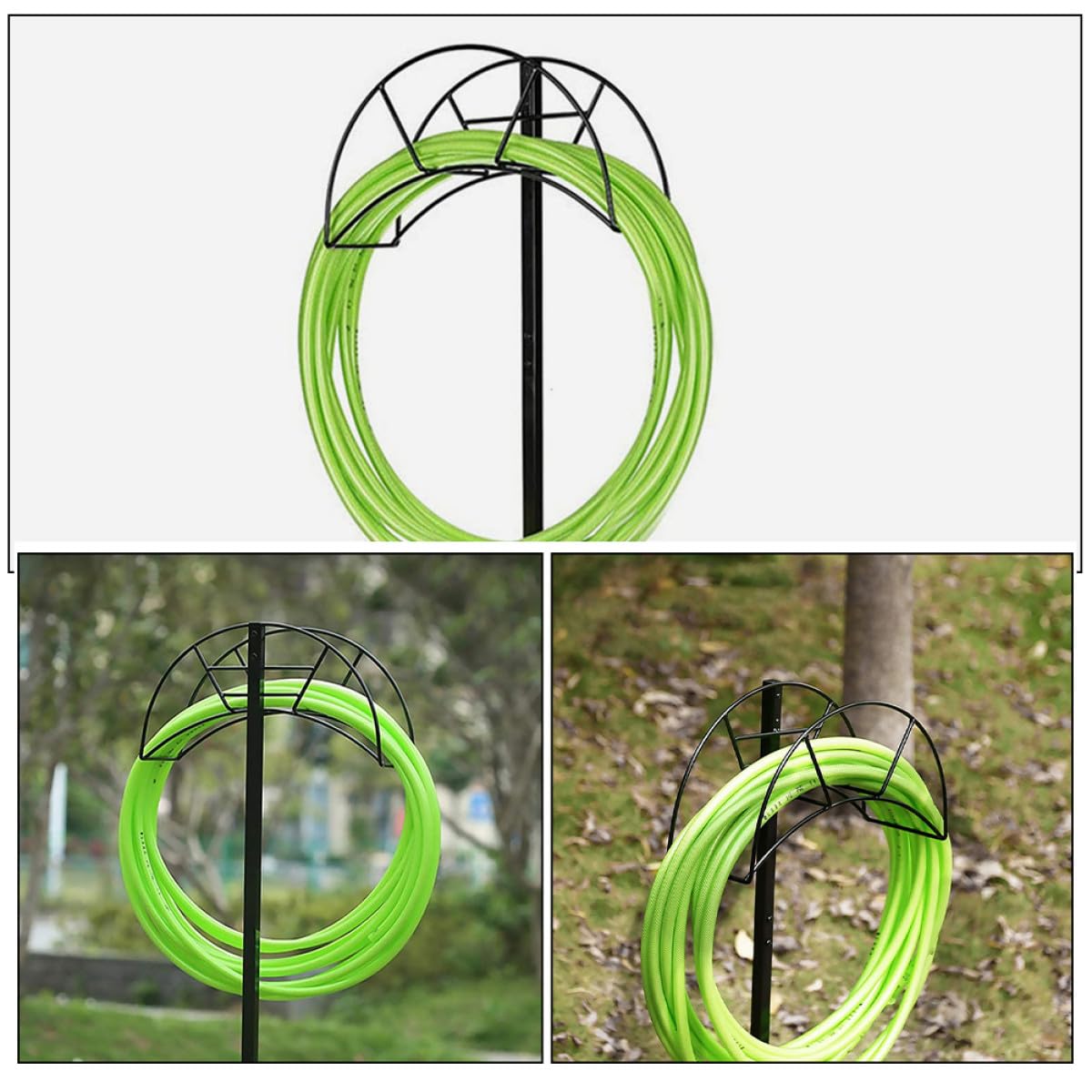 Schlauchaufroller Gartenschlauchhalter Freistehend mit Abnehmbarer Metallstruktur aus Eisen Tragbar Minimalistisches Design für Garten und Außenbereich Schwarz
