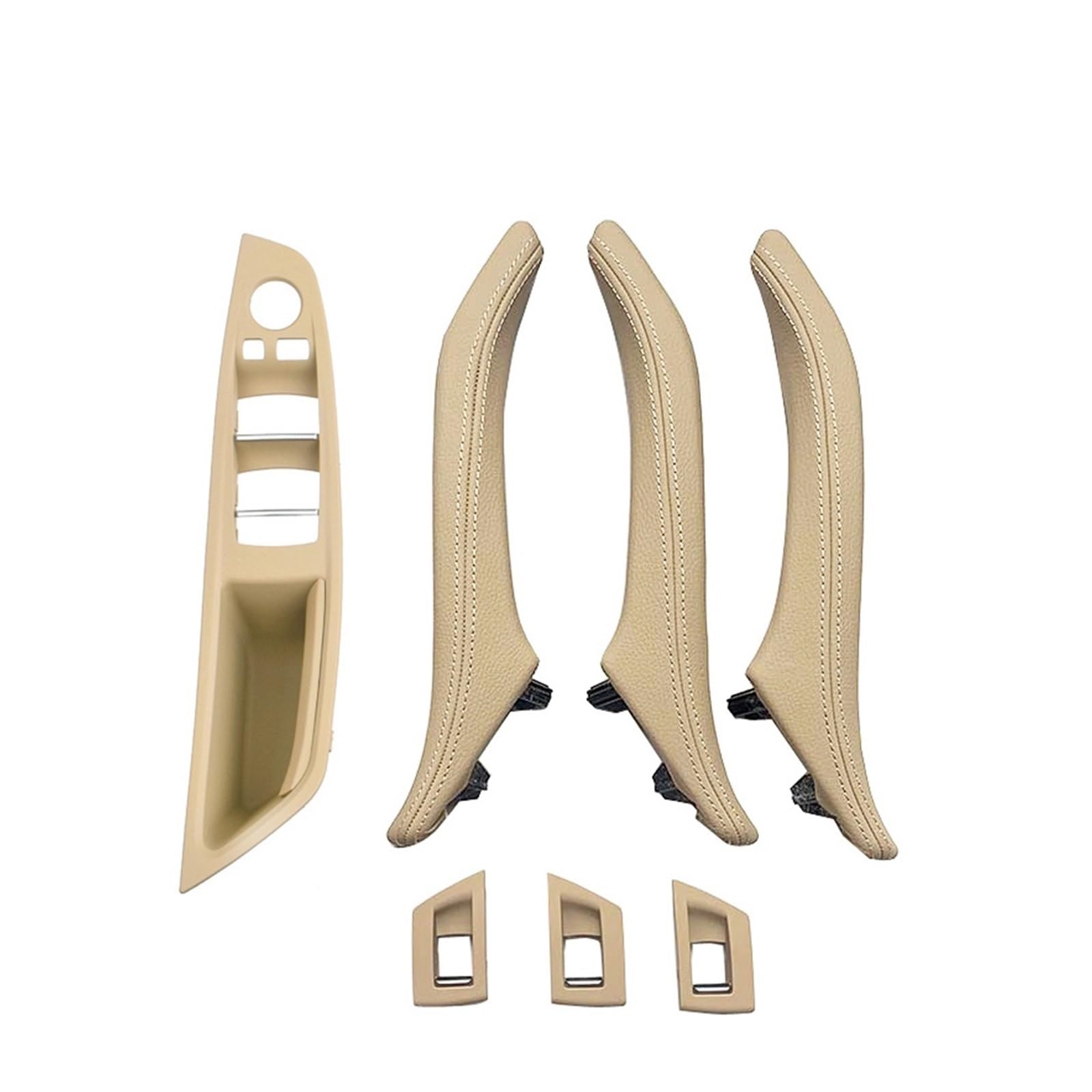 Hhfksci A Beige Set Car Interior Door Pull Handle Lhd 7Piece For Bmw 5 Series F10 F11 F18 520 523 525 528 530 535 Interior Door Armrest Panel Pull Handle With Outer Cover(A Beige Set)