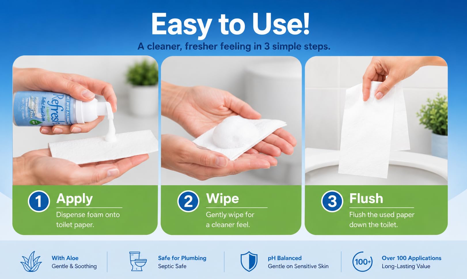 Refresh Liquid Clean - Humectante para papel higiénico, 1-8 Ounce Refill, 1