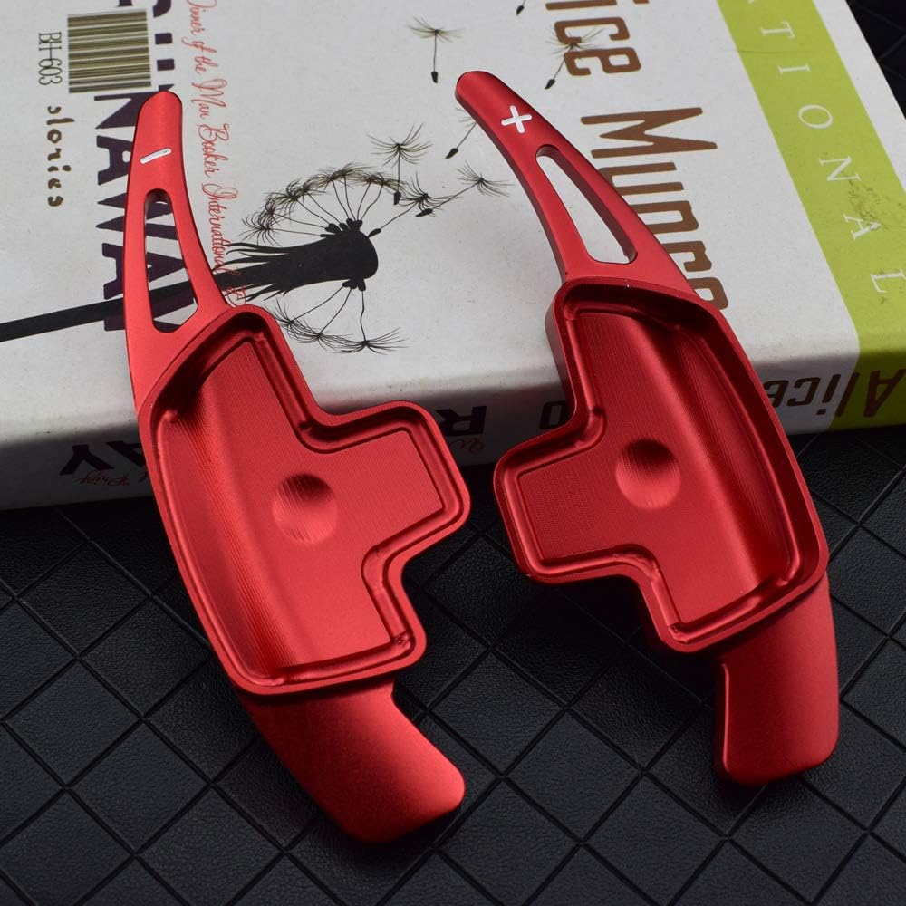 2Pcs New Car Steering Wheel Aluminum Paddle Shift Extend Extension Shifter Compatible with B-enz C S GLC GLE CLA-Red