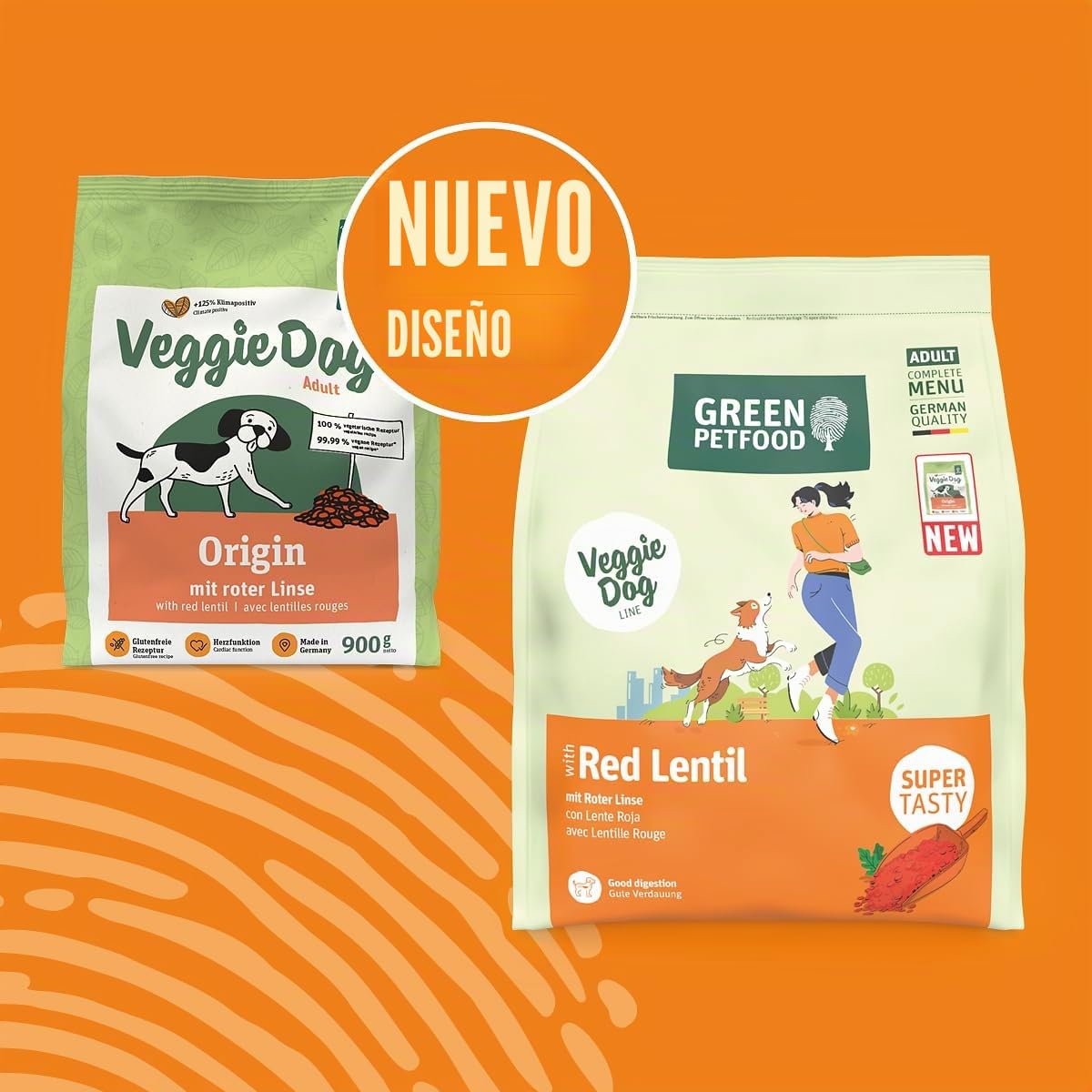 Green Petfood VeggieDog Origin Adult (1 x 10 kg) |Alimento completo con fórmula de nutrientes optimizada para perros adultos | Alimento vegetariano para perros sin gluten con lentejas rojas | 1 unidad