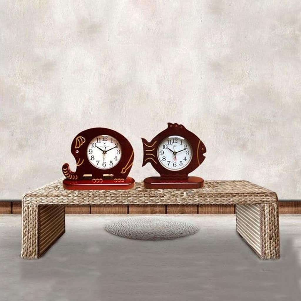 New Chinese Retro Big Desk Clock Wood Desk Clock Desktop Ornaments Home Bedroom Bedside Table Clock Table Clock (Size : A) (B)