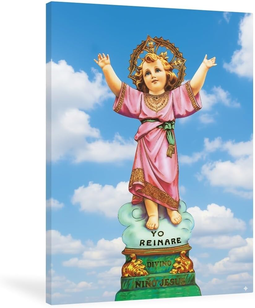 Divino Niño Jesus Canvas, Catholic Home Decoration Wall Art, Church Decoration Prayer Blessing, Cuadro Impreso de Divino Niño Jesus (18"x24" Framed)