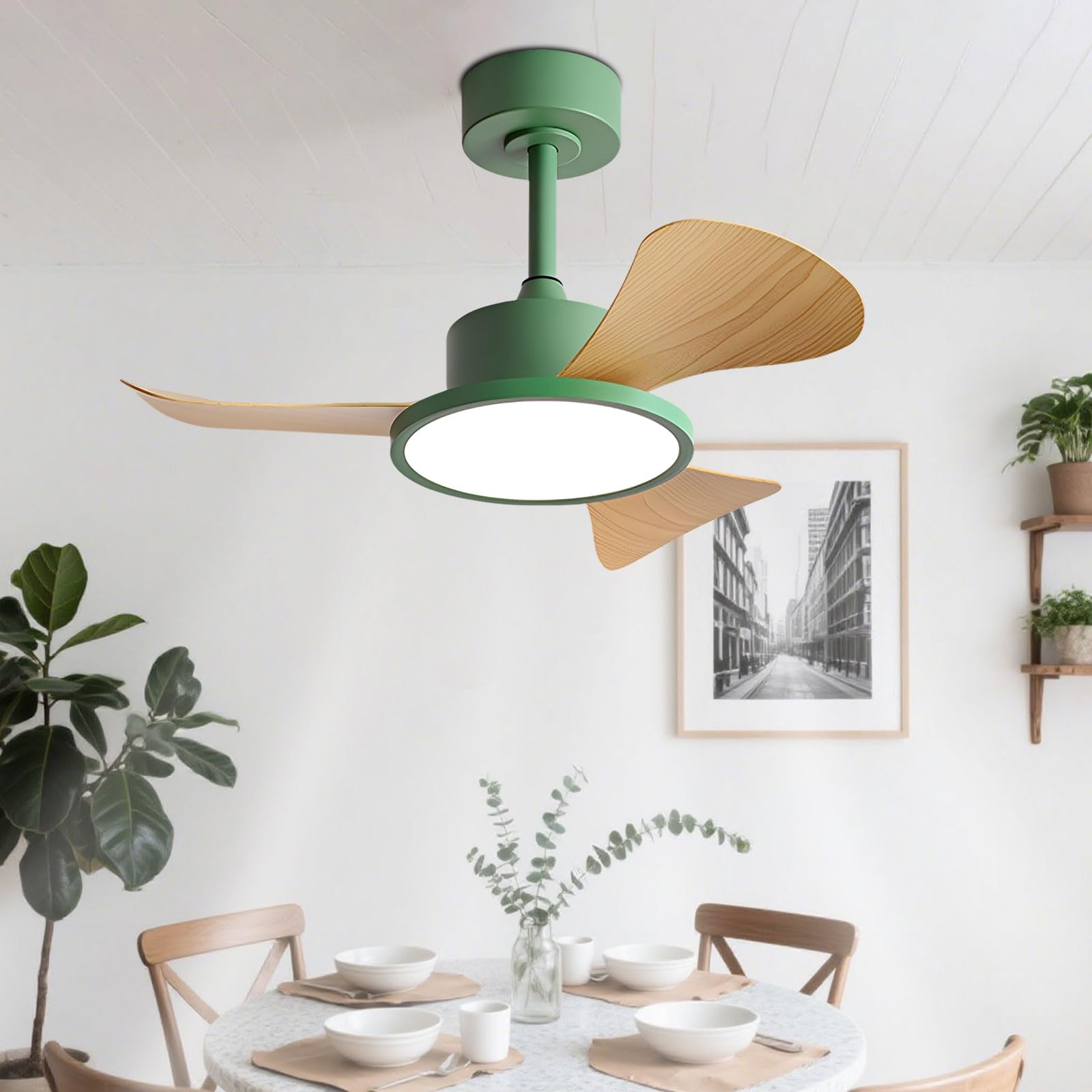 Ventilateur de plafond écoénergétique à moteur CC silencieux 3 pales avec télécommande