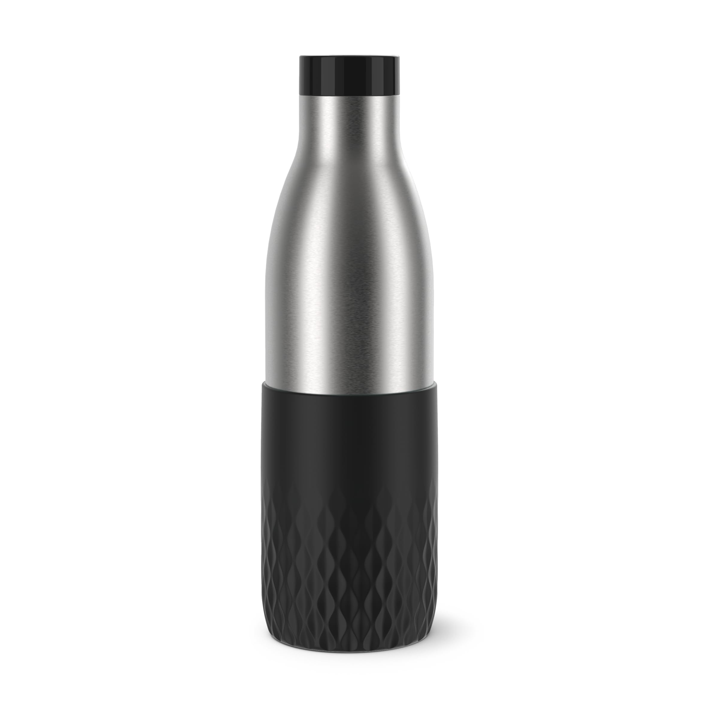 TEFAL BLUDROP 0.7L Bottle: Reusable Stainless Steel, Ergonomic Silicone Sleeve, Quick Press System, Dishwasher Safe, Airtight. Keeps Drinks Hot 12 Hours and Cold 24 Hours – N3111110
