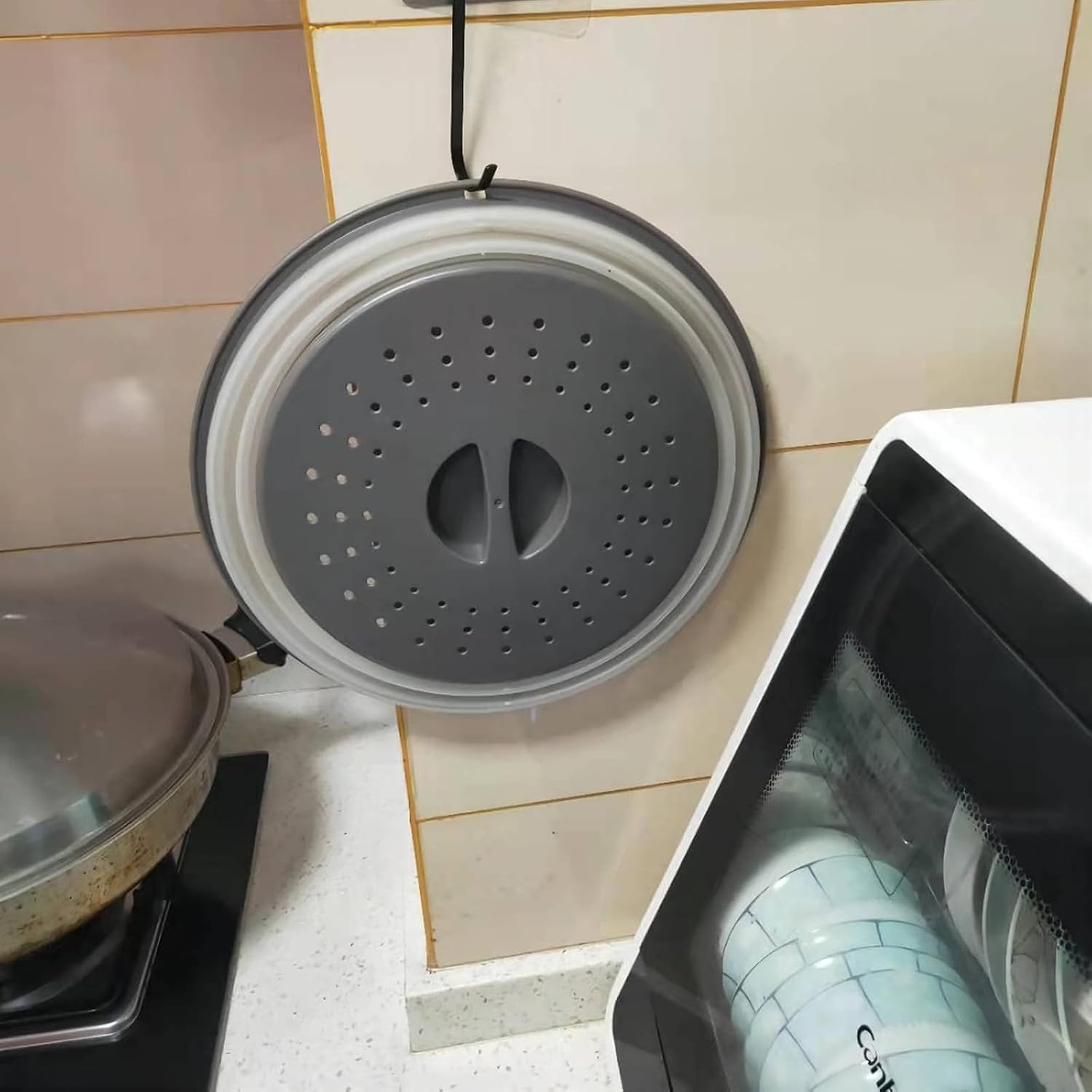 Collapsible Microwave Splatter Cover, Gray, 10.5 inch