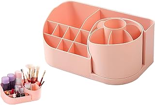 شاتيل ارت منظم مكياج دوار 360 درجة صندوق بسعة كبيرة علبة عرض مستحضرات التجميل للمنزل والعطور واحمر الشفاه S-360 - بينك