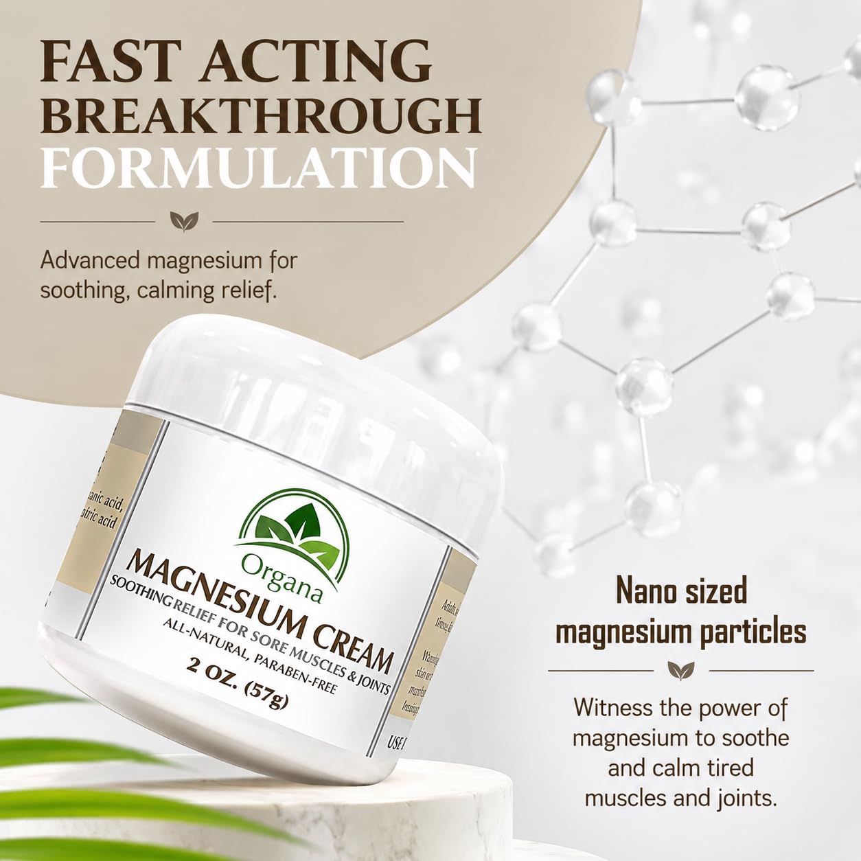 Organa Magnesium Lotion | Magnesium Cream for Sore Muscles, Leg Cramps and Joint Support | Shea Butter Infused Magnesium Lotion