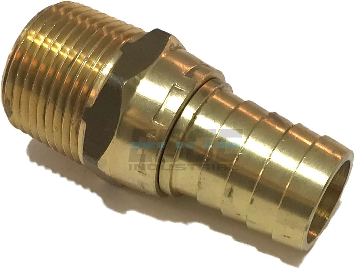 3/4 Hose ID to 3/4 Male NPT MNPT Brass Swivel Connector Fuel / AIR / Water / Oil / Gas / WOG (Qty 01)