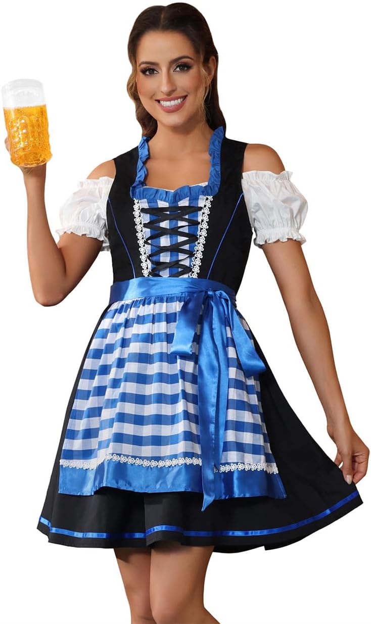 Kranchungel Oktoberfest Outfits Women Costumes: Dirndl Dresses Bavarian Beer Festival Costume for Carnival Party Celebration
