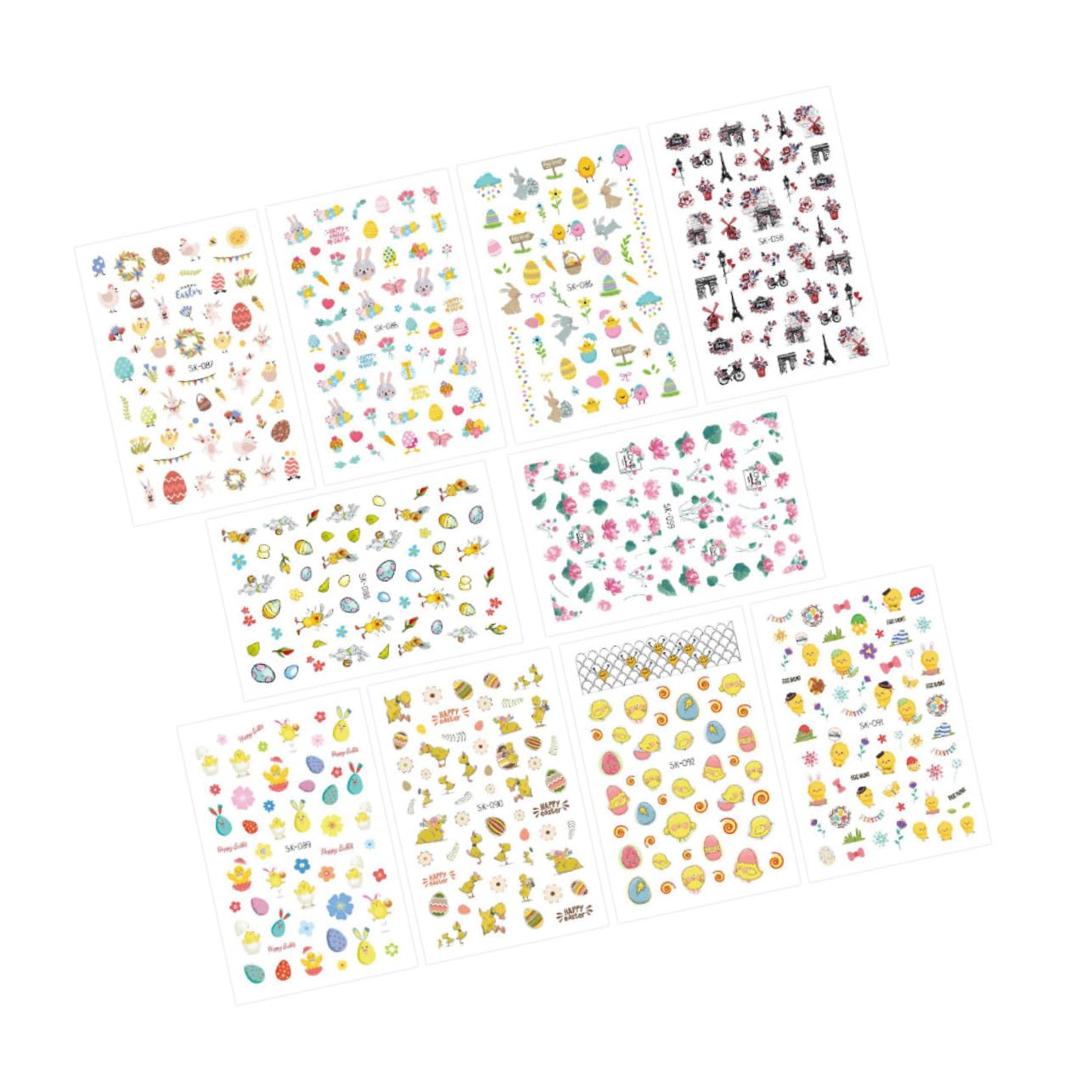 Healeved 3 Set Di Adesivi Per Nail Art Pasquali Per Bambini Fogli Adesivi Per Nail Art Pasquali Per Bambini 10 Pezzi * 3