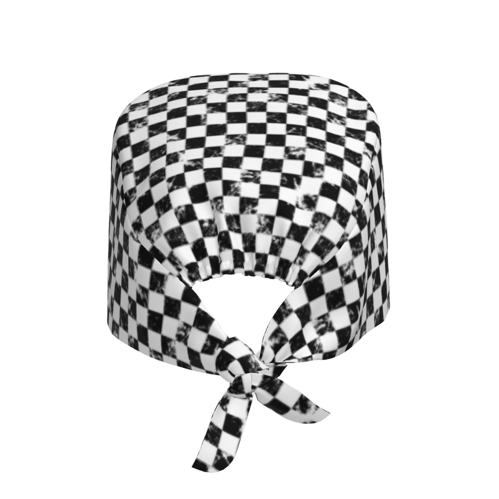 Buewutiry Scrub Caps Women Men Creative Checkered Black White Working Surgical Nurse Dental Hats Ponytail Scrub Cap