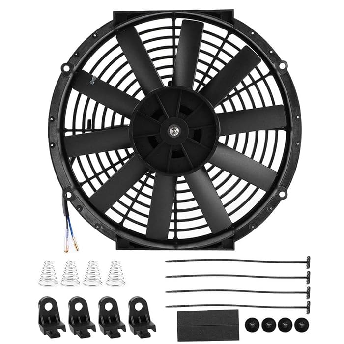 Buy Qiilu 12in Car Radiator Fan, Pull/Push Car Radiator Fan Engine Bay