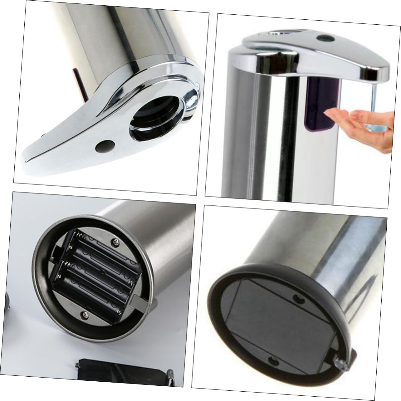 Dispensador de Jabón sin Contacto 250ml Acero Inoxidable Abs