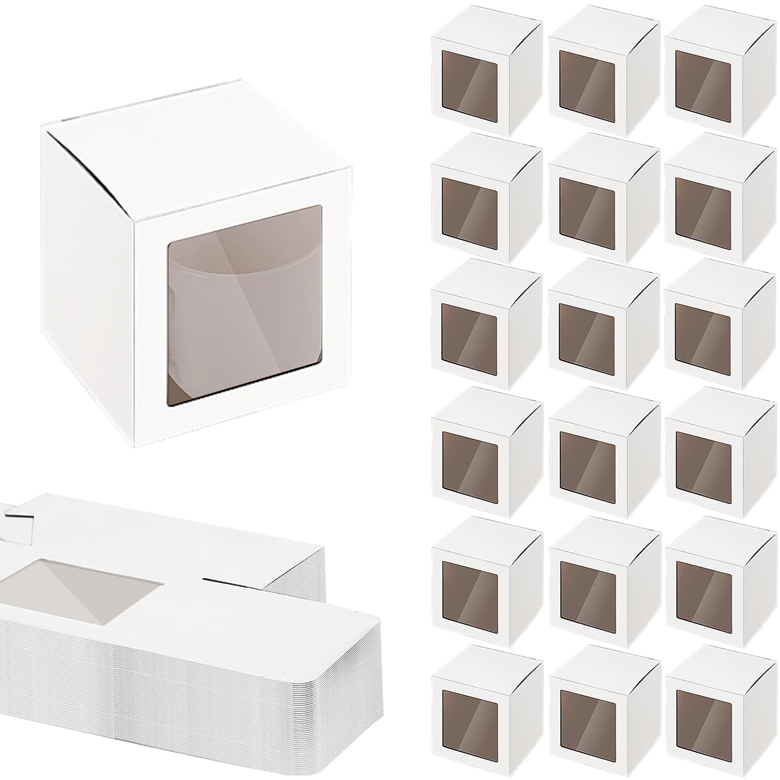 36 piezas Cajas de Regalo para Tazas de Sublimación Transparentes para 325 ml, 340 ml, 425 ml Tazas de café de sublimación (Blanco)