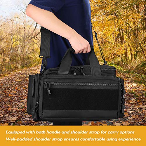 ProCase Taktisch Waffentasche, Deluxe Gepolstert Pistol Shooting Range Reisetasche Große Pistole Magazin Munition Waffen Zubehör Beutel fürJagd Schießstand Sport -Schwarz