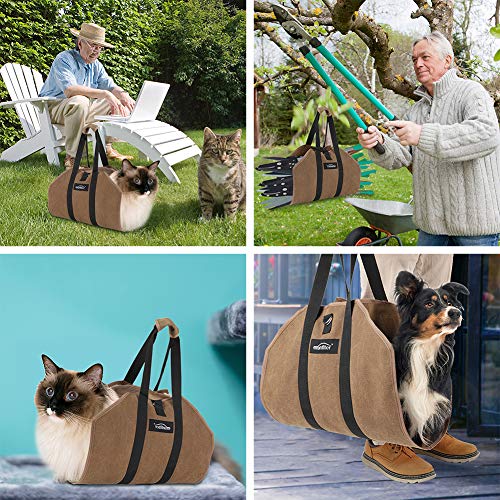 Manfiter Firewood Carrier Tote Bag, Waxed Canvas Log Carrier Large Sturdy Durable Fireplace Stove Accessories Firewood Bag with Padded Handles, Wood Carrier for Outdoor Camping and Indoor Fire Pit