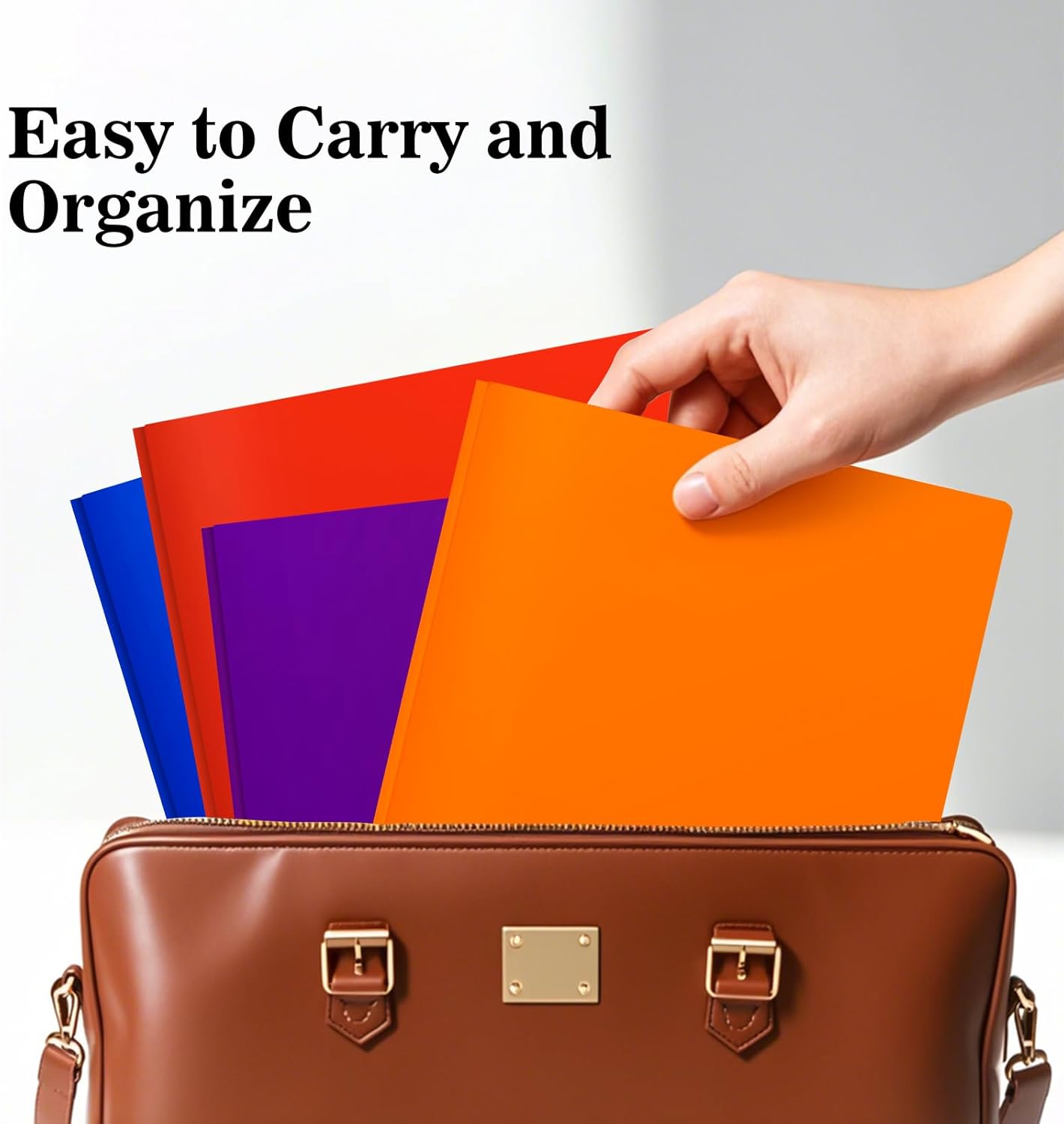 24-Pack Plastic Folders with Pockets and Prongs,2-Pocket Folders with 3 Fasteners, Holds 8-1/2" x 11" Paper for School/Office/Home, Orange