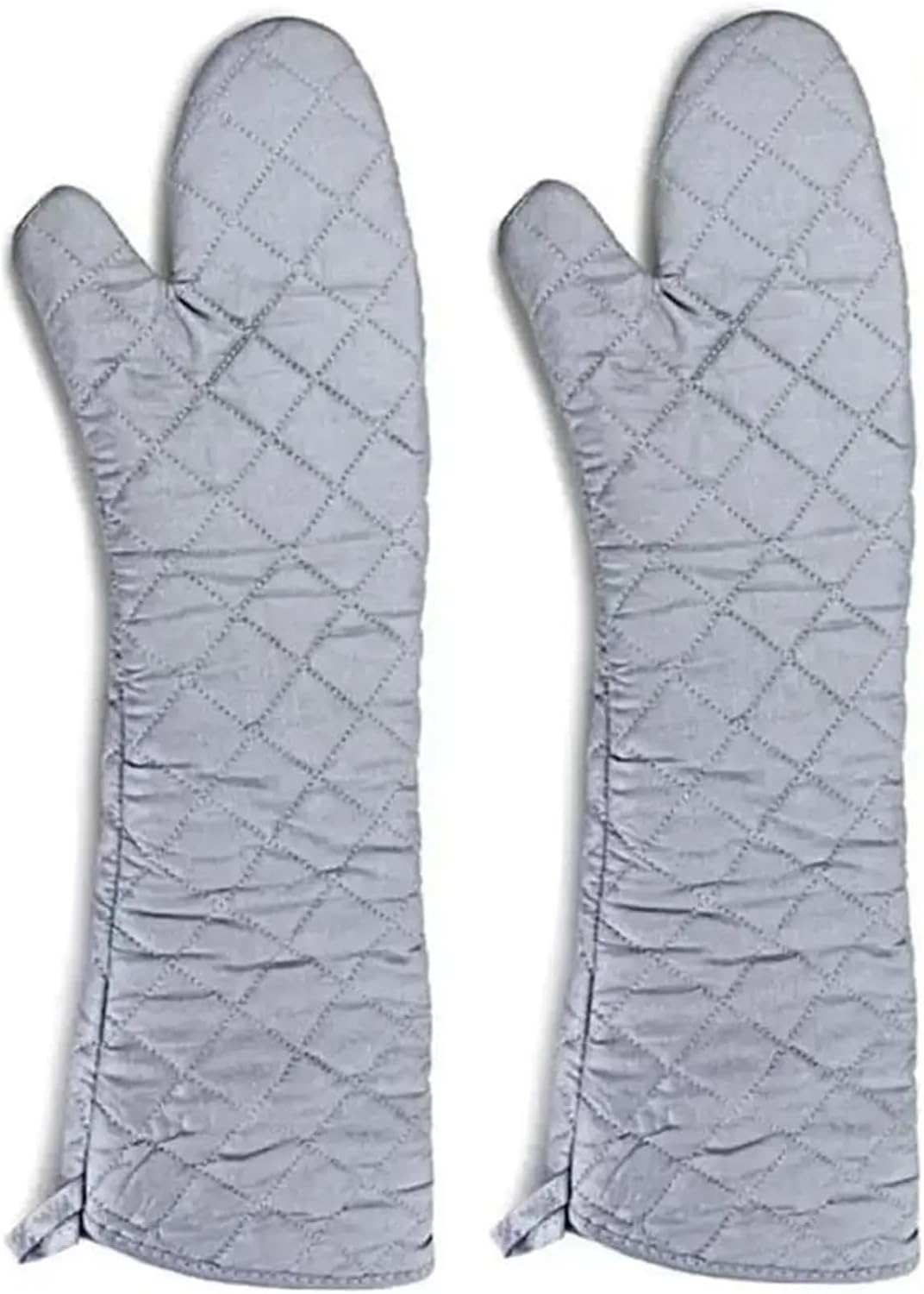 Extra Long Heat Oven Mitts with Cotton Lining for Cooking Baking BBQ, 24 Inch Silver Pair