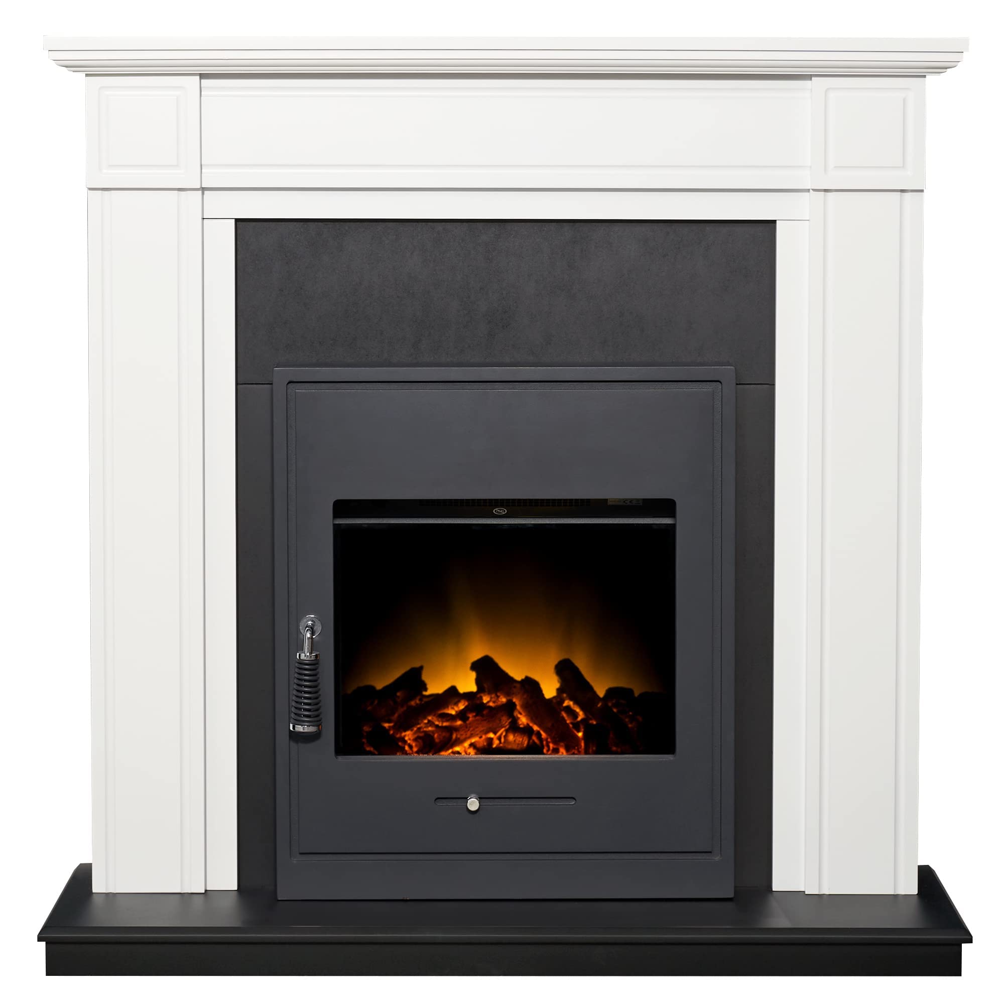 Adam Georgian Fireplace Suite In Pure White With Oslo Electric Fire In 39 Inch Black