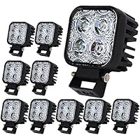 ALPHA DIMA 10X 12W Luz de Trabajo 12V 24V LED Luz de Trabajo IP67 Luz de Faro 6500K Blanco para Trecker Excavadora